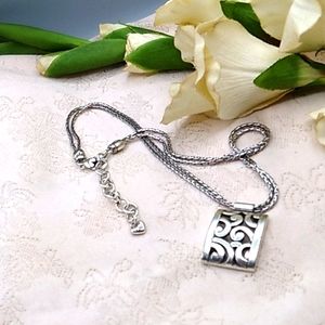 Brighton Deco Lace Square Pendant Double Wheat Chain Necklace